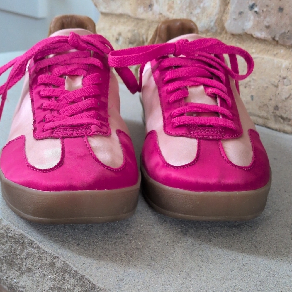 PLAY by JEFFERY CAMPBELL I Pink & Brown Satin & Suede "Keyes" Sneakers Shoes, 8 - Picture 6 of 16